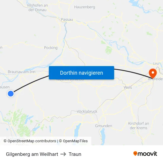 Gilgenberg am Weilhart to Traun map