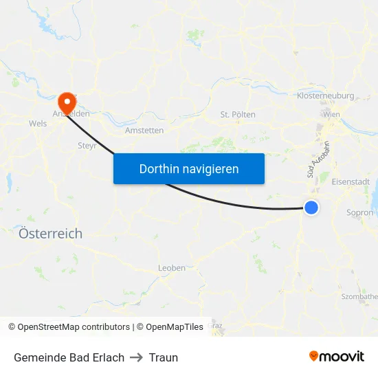 Gemeinde Bad Erlach to Traun map
