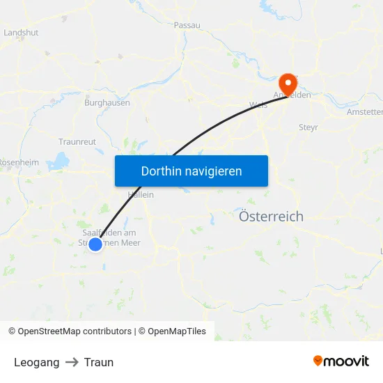 Leogang to Traun map