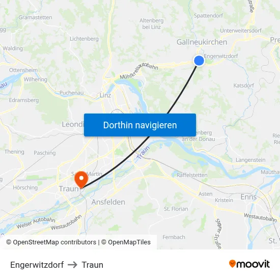 Engerwitzdorf to Traun map