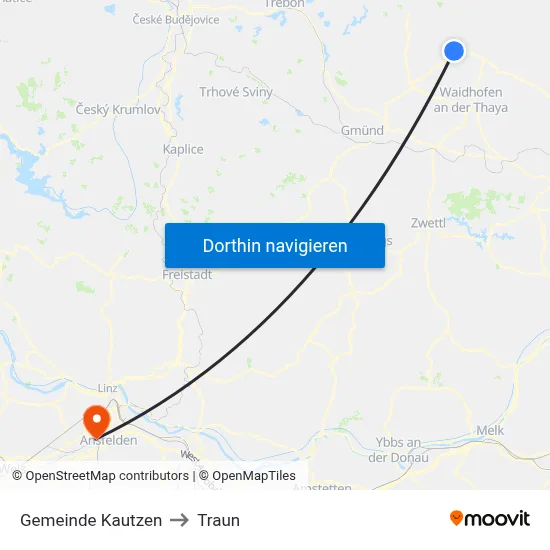 Gemeinde Kautzen to Traun map