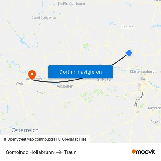 Gemeinde Hollabrunn to Traun map