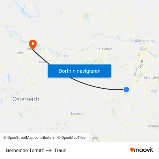 Gemeinde Ternitz to Traun map