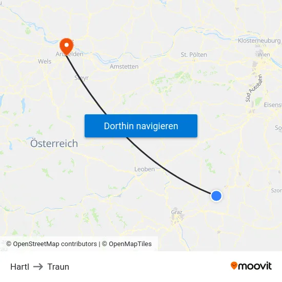 Hartl to Traun map