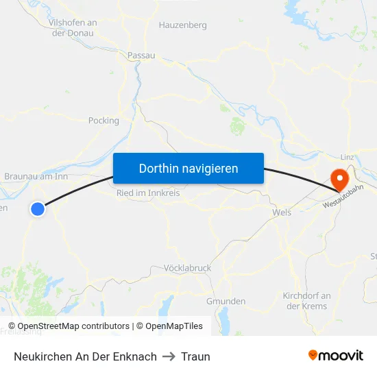 Neukirchen An Der Enknach to Traun map