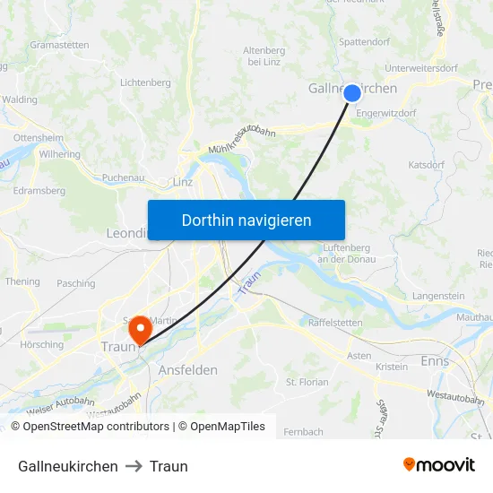 Gallneukirchen to Traun map