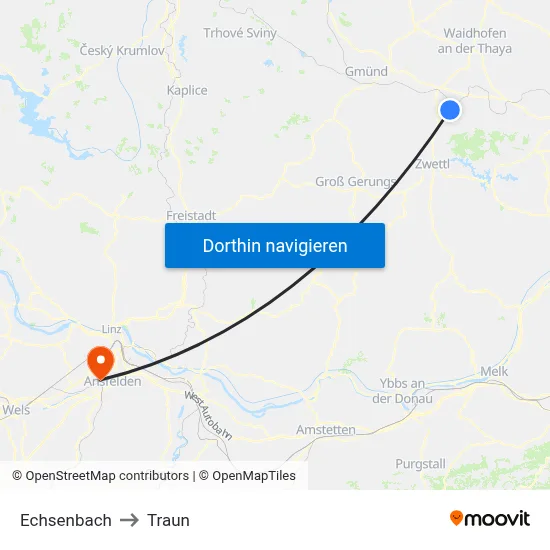 Echsenbach to Traun map