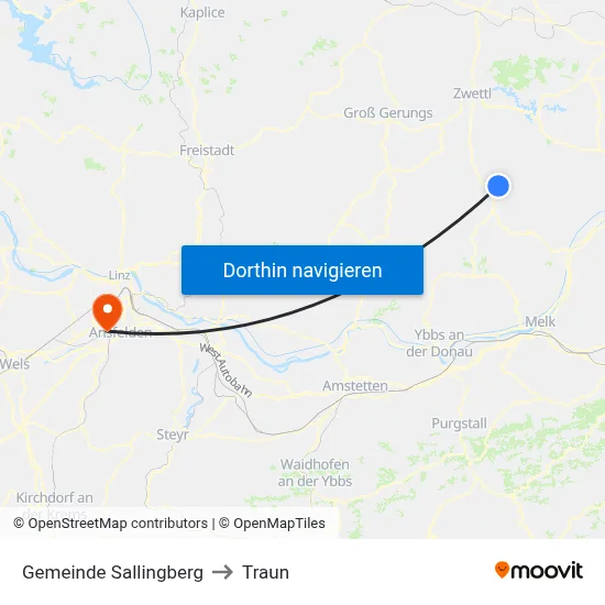 Gemeinde Sallingberg to Traun map
