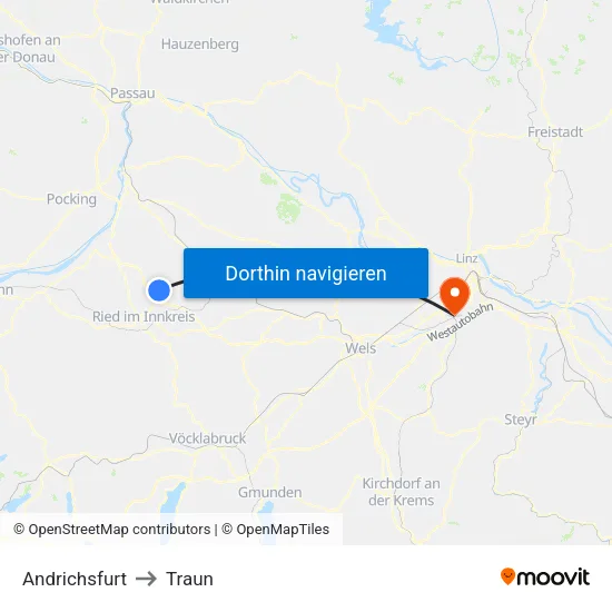 Andrichsfurt to Traun map