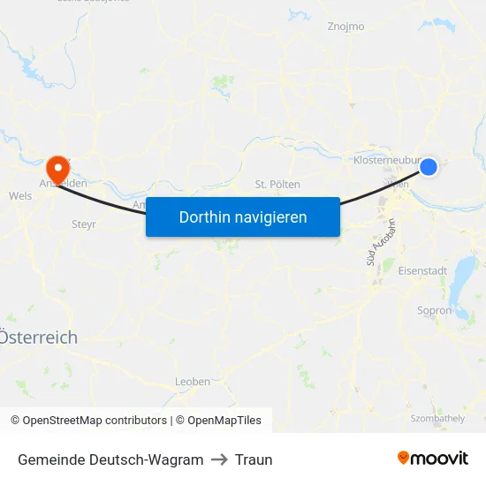 Gemeinde Deutsch-Wagram to Traun map