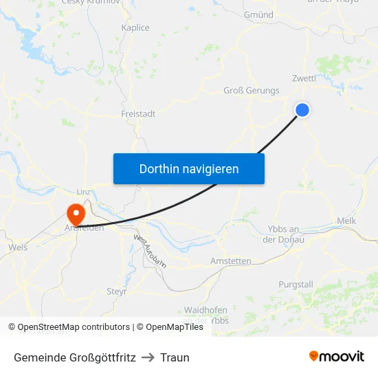 Gemeinde Großgöttfritz to Traun map