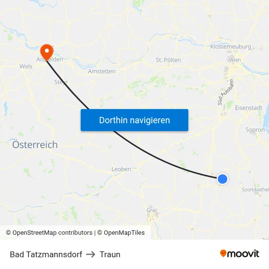 Bad Tatzmannsdorf to Traun map
