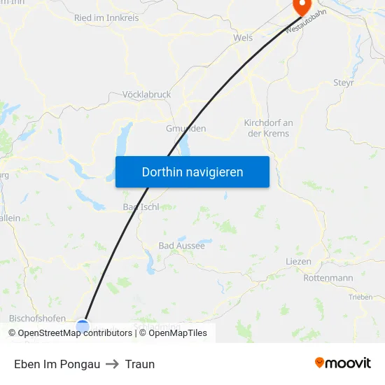 Eben Im Pongau to Traun map