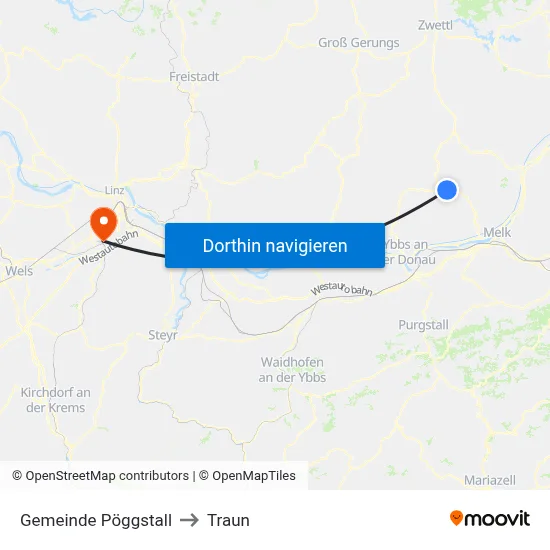 Gemeinde Pöggstall to Traun map