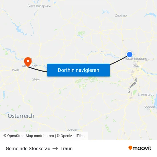 Gemeinde Stockerau to Traun map