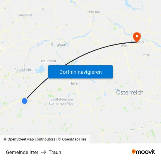 Gemeinde Itter to Traun map