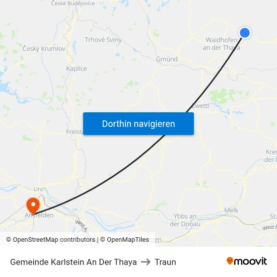 Gemeinde Karlstein An Der Thaya to Traun map