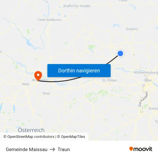 Gemeinde Maissau to Traun map
