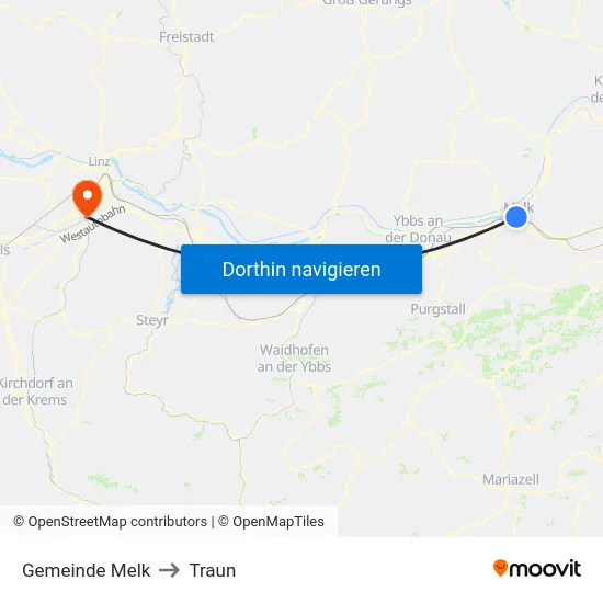 Gemeinde Melk to Traun map