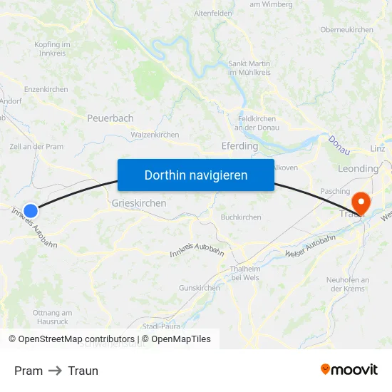 Pram to Traun map