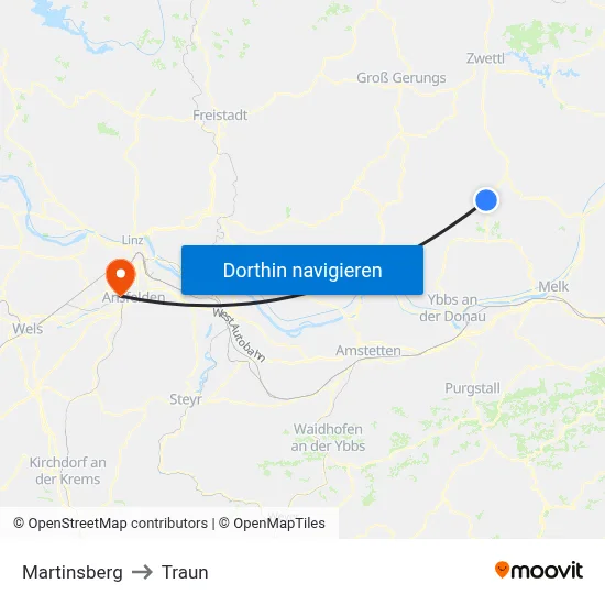 Martinsberg to Traun map