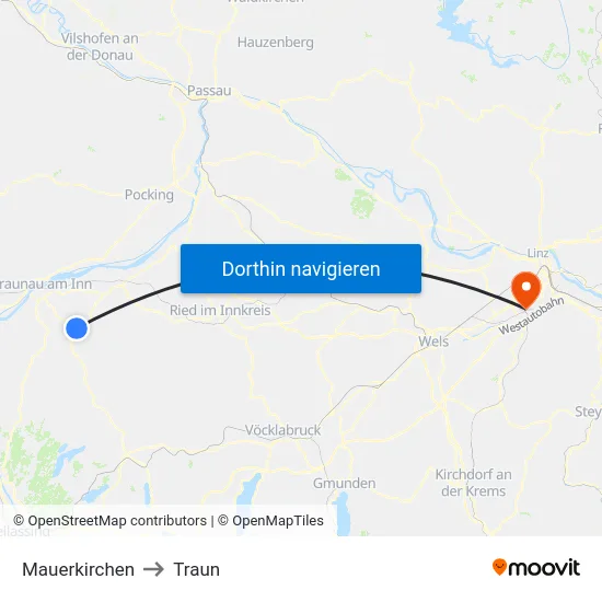 Mauerkirchen to Traun map