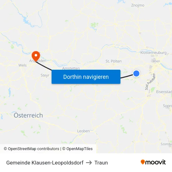 Gemeinde Klausen-Leopoldsdorf to Traun map