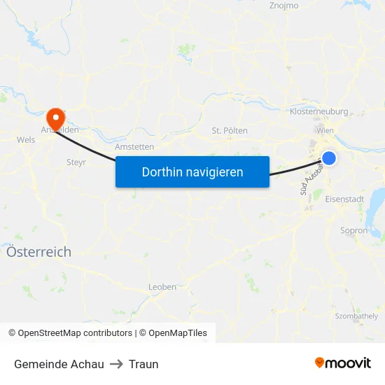 Gemeinde Achau to Traun map