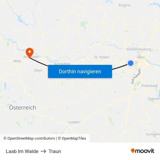 Laab Im Walde to Traun map