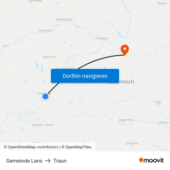 Gemeinde Lans to Traun map