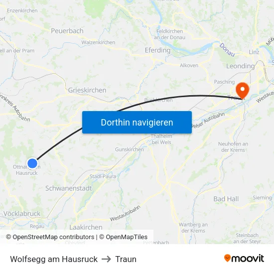 Wolfsegg am Hausruck to Traun map