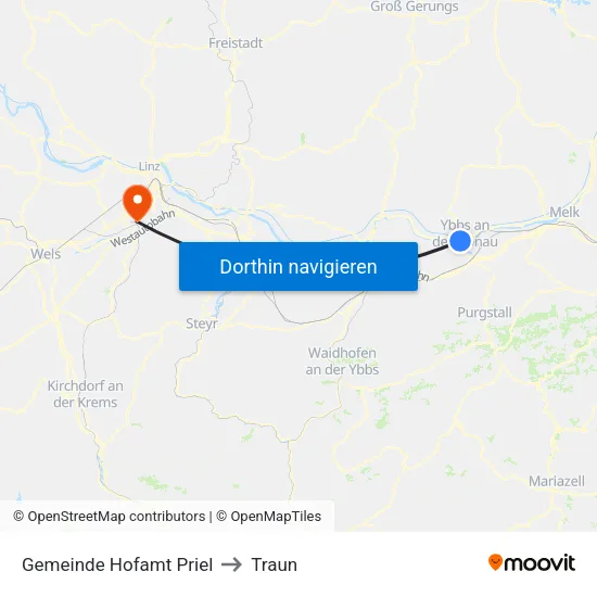 Gemeinde Hofamt Priel to Traun map