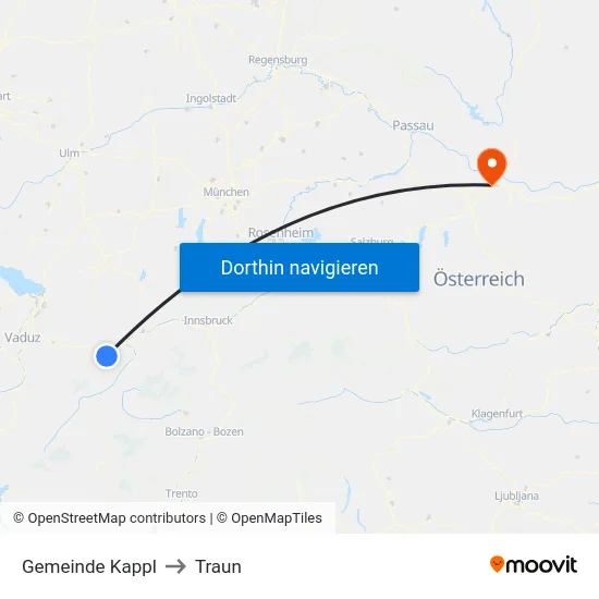 Gemeinde Kappl to Traun map