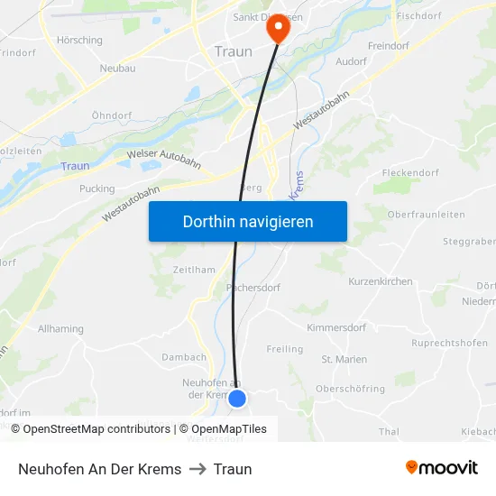 Neuhofen An Der Krems to Traun map