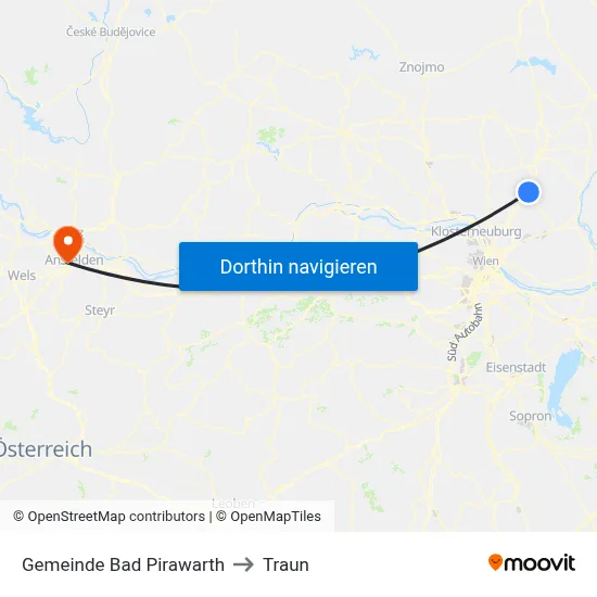 Gemeinde Bad Pirawarth to Traun map