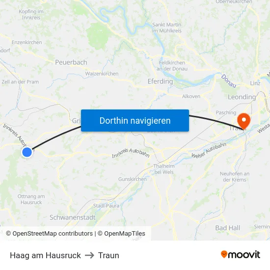 Haag am Hausruck to Traun map