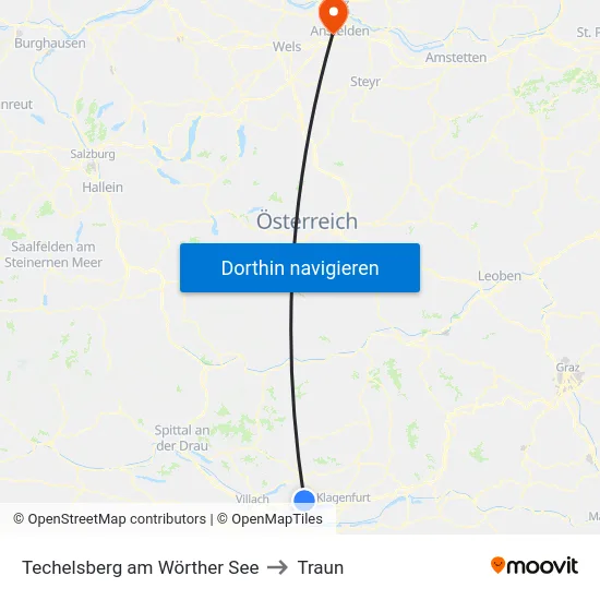 Techelsberg am Wörther See to Traun map