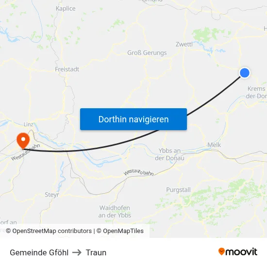 Gemeinde Gföhl to Traun map