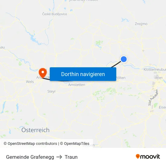 Gemeinde Grafenegg to Traun map