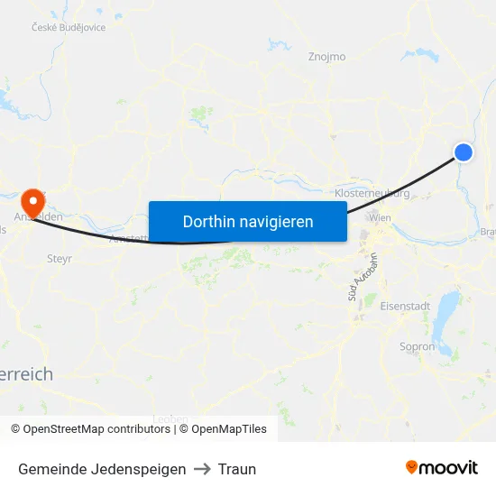 Gemeinde Jedenspeigen to Traun map