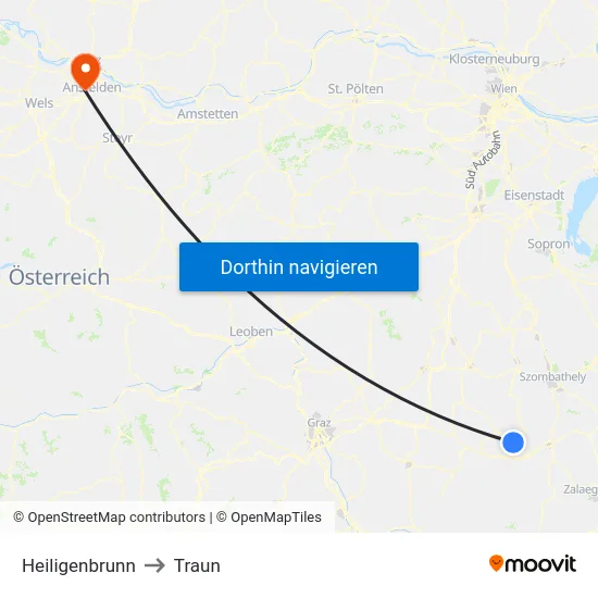 Heiligenbrunn to Traun map