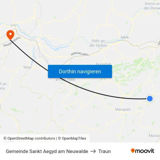 Gemeinde Sankt Aegyd am Neuwalde to Traun map