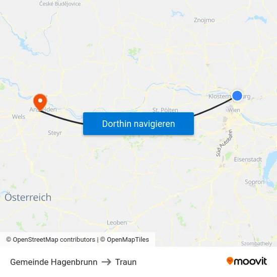 Gemeinde Hagenbrunn to Traun map