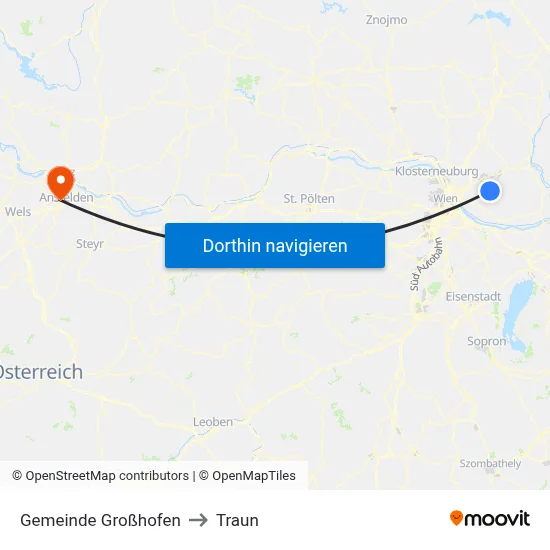 Gemeinde Großhofen to Traun map