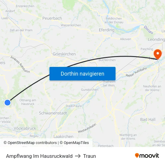 Ampflwang Im Hausruckwald to Traun map