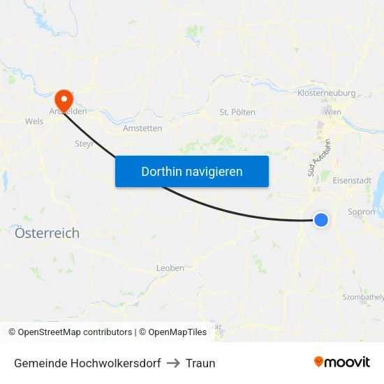 Gemeinde Hochwolkersdorf to Traun map