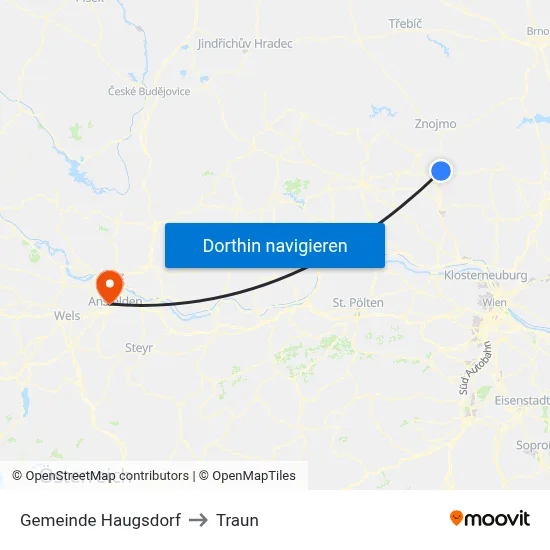 Gemeinde Haugsdorf to Traun map