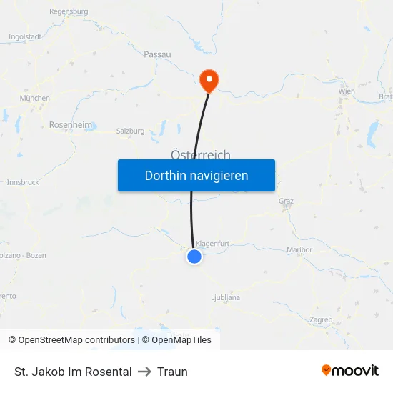 St. Jakob Im Rosental to Traun map