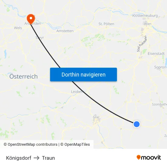 Königsdorf to Traun map
