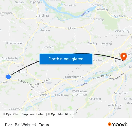 Pichl Bei Wels to Traun map